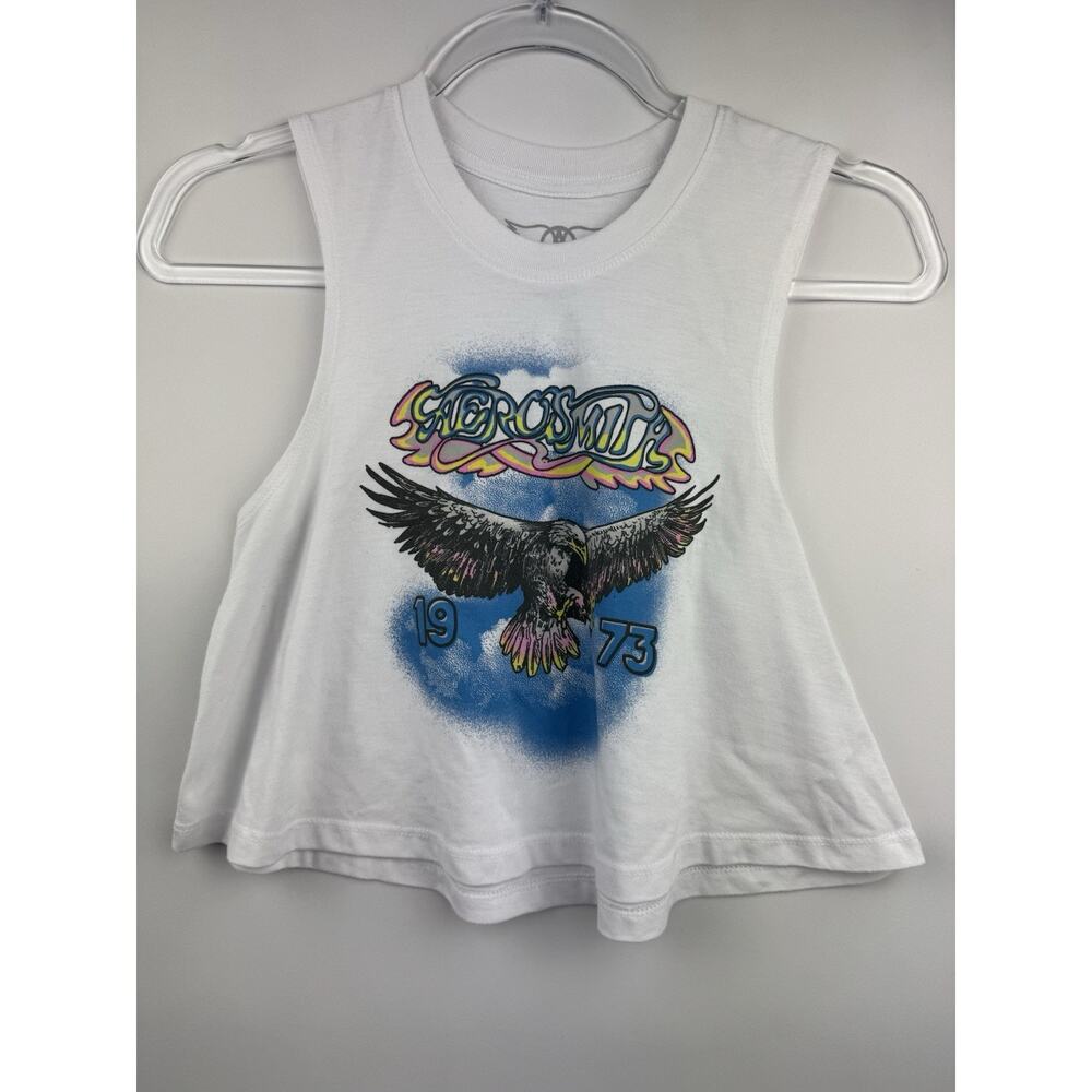 Aerosmith Band Rock Star graphic Festival Coachella Cropped tank Tee Sz XS